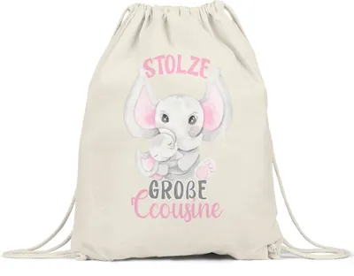 Produktbild von Stolze Große Cousine Turnbeutel Gymsack Family Familien Zusammenhalt Beschützerin Cousinen Liebe Elefanten