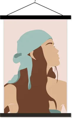 Produktbild von MuchoWow® Textilposter Sommer - Frau - Kopftuch 40x60 cm mit schwarzem Rahmen - Wanddekorationen