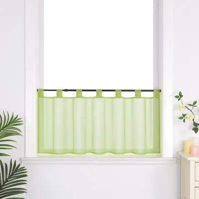 Produktbild von Delien Scheibengardine Schlaufen Bistrogardine Küche Gardinen Modern Schlichte einfarbige kurzstores Vorhänge Grün BxH 90x45 cm