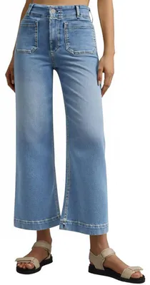 Produktbild von Imily Bela Wide-Leg-Jeans für Damen – Trendige High-Waist-Flare-Jeans aus Stretch-Denim, verkürzte Baggy-Hose mit aufgesetzten Fronttaschen