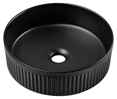 Immagine prodotto di Lavabo da appoggio rotondo 36 cm in Vetroceramica nera opaca