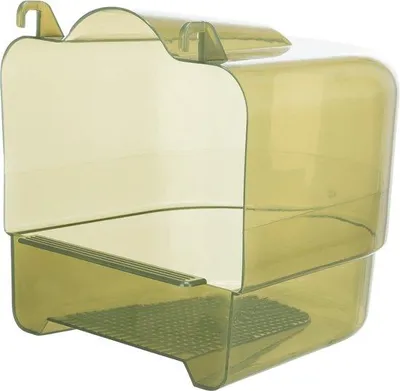 Productafbeelding van Ibenzoa® Hangende badhuisjes, halfrond, kunststof, 15–17 cm, roosteropening 15,5×11 cm, in verschillende kleuren, voor bevestiging aan de kooideur