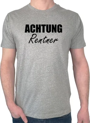 Produktbild von Huuraa Herren T-Shirt Achtung Rentner Schriftzug S Sport Grey Bio Baumwolle Fairtrade Herrenshirt Geschenkidee
