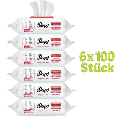 Produktbild von Sleepy Easy Clean Oberflächenreinigungstücher Bleichzusatz 6er Packung 6x100 (600 Blatt) Rot