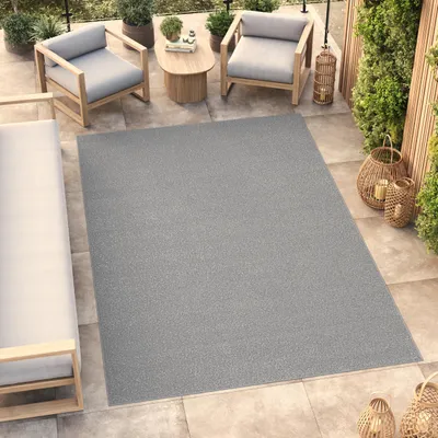 Obrázok produktu pre Koberec Tapiso Outdoor MONO Moderný sivý pre interiér/exteriér ÖKO-TEX 140 x 200 cm