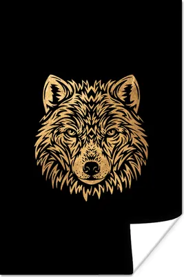Produktbild von MuchoWow® Poster Wolf - Tier - Gold - Bild 20x30 cm - Papierdruck