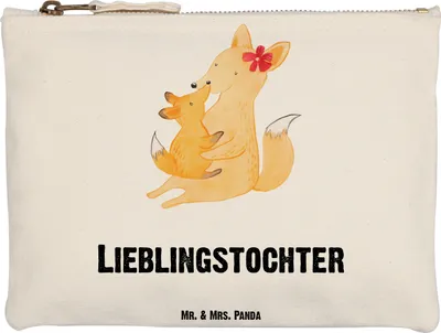Produktbild von Mr. & Mrs. Panda Waschbeutel Fuchs Mama Grösse XL Große - Weiß - Geschenk, Mutter, Mäppchen, Schminktasche, Pouch, Federmappe, Kulturbeutel, Kulturtasche, Umarmen, Schoß