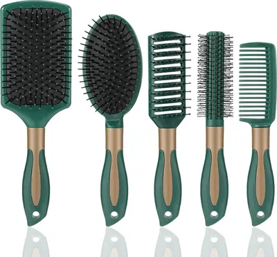 Produktbild von 5-Teiliges Haarbürsten-Set für alle Haartypen - Massage Borsten Kamm - Anti-Statik Hair Brush - Stylingbürste