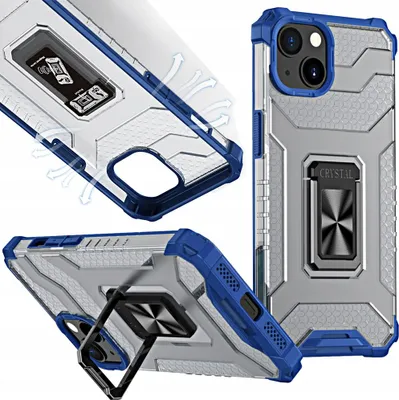 Image de Crystal Ring Case Etui hybride blindé + support magnétique Iphone 13 Mini Bleu