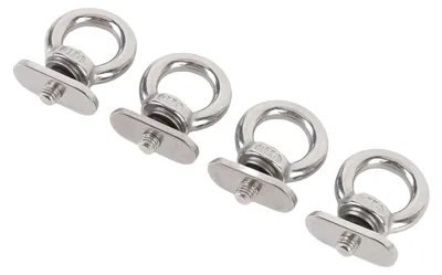 Image de Lot de 4 œillets d'arrimage pour kayak sur rail, en acier inoxydable 316 ultra-résistant, avec boulons à œil M6, pour camping-cars, yachts, tentes et voiliers