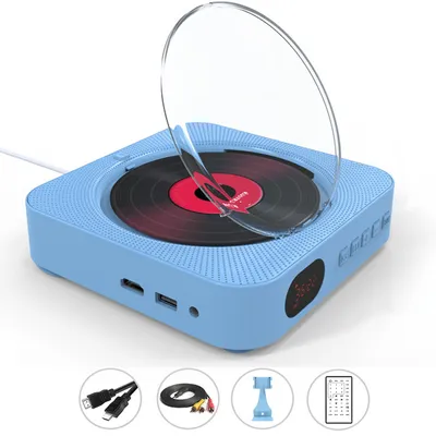 Produktbild von ZELURXX CD-Player mit Bluetooth, DVD-Player, Repeater, Multifunktion, Wandmontage & mit Halterung, HDMI-Kabel, Fernbedienung, Blau