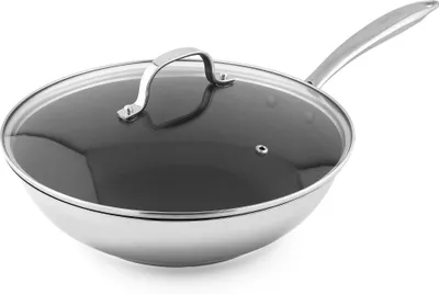 Zdjęcie produktu dla Siguro Wok Pure Delight, średnica 28 cm, z pokrywką, stal, szwajcarska powłoka nieprzywierająca