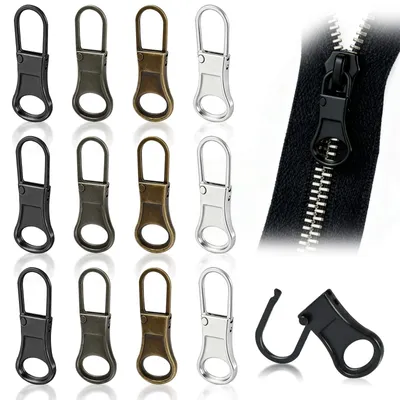 12er-Set Reißverschluss-Anhänger aus Metall, 4 Farben