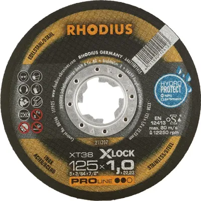 Produktbild von RHODIUS Extradünne Trennscheiben Edelstahl/Stahl XT38 X-LOCK 125 x 1,0 x 22,23 mm 25 Stück