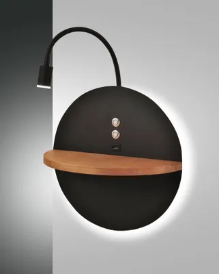 Produktbild von Fabas Luce LED Wand-Leseleuchte Dual Ø300mm 1x9+1x6,5W Warmweiß Schwarz dimmbar