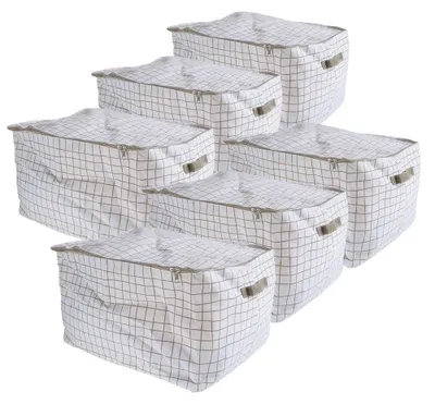 Zdjęcie produktu dla Zestaw 6 pojemników do przechowywania - 54,5 x 43,5 x 32,5 cm - biały