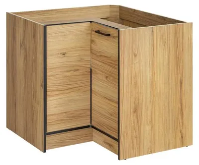 Image de Meuble d'angle bas de cuisine "Carbello" - Naturel/Noir - L 90 x H 81 cm