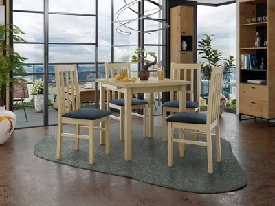 Obrázok produktu pre Jedálenský rozkladací stôl 80 cm so 4 stoličkami ADELBITE 4 - dub sonoma / modrá
