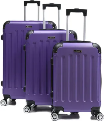 Image de Valise de voyage valise 3 pièces coque dure trolley set valise bagage à main bagage sac de voyage lilas