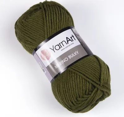 Produktbild von YarnArt Merino Bulky 530 Militärgrün – Weiche & Warme Wolle zum Stricken & Häkeln