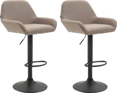 Produktbild von CLP 2er Set Barhocker Braga Stoff drehbar und höhenverstellbar taupe Gestell Farbe schwarz