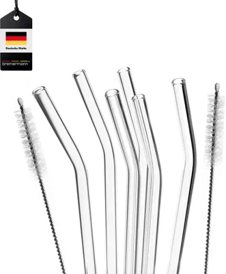 Produktbild von bremermann 6er Glas-Trinkhalme, 25 cm Länge, wiederverwendbar, transparent inklu