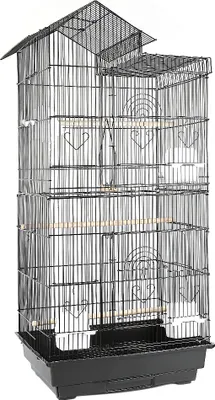 Produktbild von Vogelkäfig Vogelbauer Vogelvoliere Wellensittichvogelkäfig kanarienvögelkäfig mit Ständer Dachgestaltung 46x35.5x99cm Eisendraht