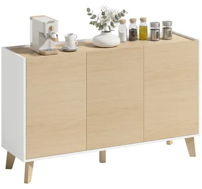 Produktbild von 120 cm breites Sideboard mit Soft-Close-Funktion, Tš¹ren in Holzoptik und Wei?.
