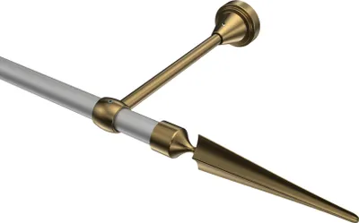 Produktbild von Interdeco Gardinenstange / Vorhangstange Silbergrau / Messing Antik, Typ Primus Lorenzo (Speer), 16 mm Ø 1-läufig, 260 cm