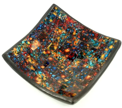 Produktbild von Kleine Mosaikschale Eckig - Rot/bunt, Mehrfarbig, Keramik,Glas, 2*15*15 cm, Schalen