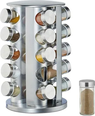 Produktbild von Famanu Gewürzregal mit 20 Gläsern - Drehbar, modernes Design