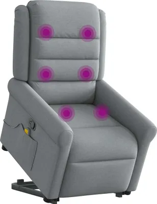 Produktbild von vidaXL Massagesessel mit Aufstehhilfe Hellgrau Stoff