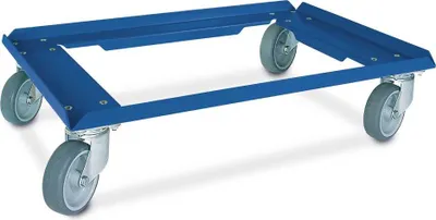 Produktbild von Logistikroller/Kistenroller Aluminiumdeck in Farbe blau RAL 5017 kunststoffbeschichtet, für Behälter 600x400 oder 2x 400x300 mm