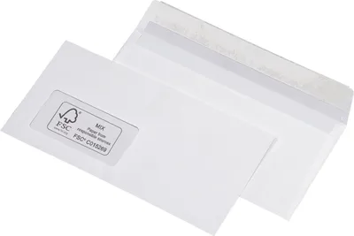 Produktbild von Briefumschläge Recycling - DIN lang (220x110 mm), mit Fenster, haftklebend, 100g/qm, 100 Stück, 1 St.