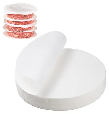 Produktbild von 500 Blatt Burgerpapier, 11 cm rundes weißes Backpapier, Backpapier für Burgerpressen, Antihaftpapier für Burger, Hamburger, Cheeseburger, Kuchen und Burgerpressen.