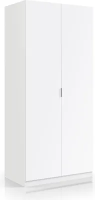 Produktbild von Kleiderschrank >LC-180< 2 Türen, Kleiderstange, Ablageboden, Weiß - 81x180x52 (BxHxT)