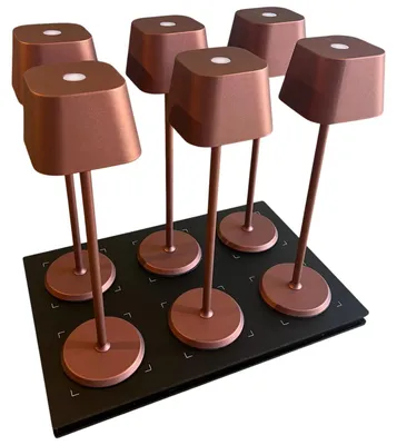 Imagen del producto de Warmpi Caro Ruby lámpara de mesa LED inalámbrica para hostelería, pack de 6 con estación de carga