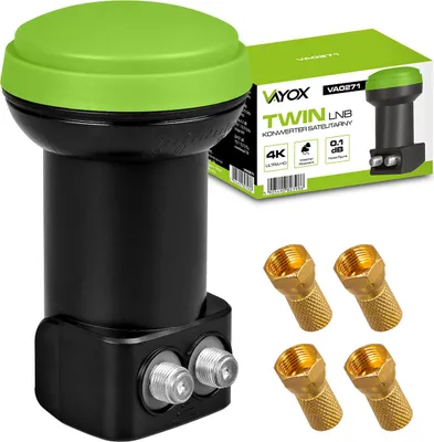 Produktbild von Vayox Twin VA0271 Satellitenkonverter | + 4 Stk. Sat F 6,8mm Goldstecker