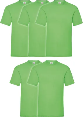 Produktbild von 5er Pack Fruit of the Loom Valueweight T-Shirt + GRATIS MyShirt Stoffbeutel Farbe: lime Größe: XL