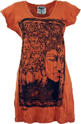 Produktbild von Sure Long Shirt, Minikleid Mantra Buddha - Rostorange, Damen, Baumwolle, Größe: S