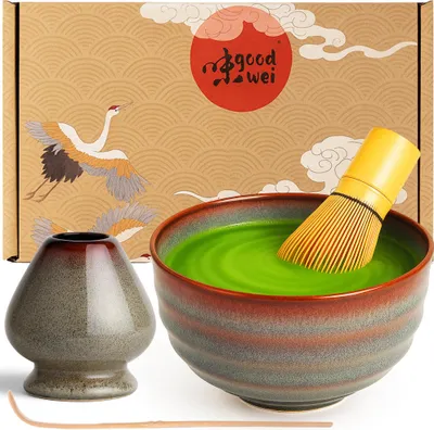 Immagine prodotto di Set Matcha "Uji" con ciotola, frustino e supporto – set ideale per cerimonia del tè e degustazione raffinata