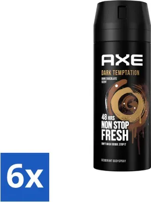 Obrázek produktu pro AXE - Deodorant ve spreji - Dark Temptation - vůně čokolády - svůdně svěží - 150 ml - hodnotné balení - 6 kusů