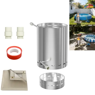Image de LZQ Chauffage de piscine efficace en acier inoxydable – raccords 32/38 mm, 30×45 cm, transfert de chaleur rapide pour piscine et garden-party, argent