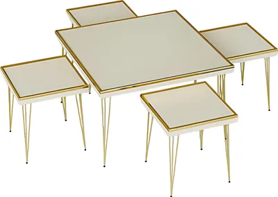 Image de Table basse set 5 pièces salon table d'appoint bois moderne