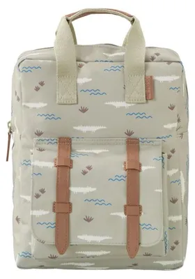 Produktbild von Kinderrucksack Krokodil mit Reißverschluss, verstellbaren Trägern und Getränkefach, 28x21x8 cm