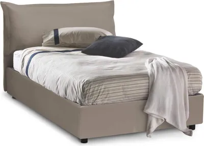 Produktbild von Quadratisches und halbes Bett Dlemin, Containerbett mit Kunstlederbezug, 100%  Italy, Frontöffnung, passend für Matratze 120x200 cm, Turteltaube