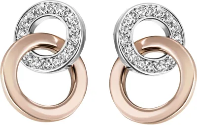 Produktbild von Ohrstecker aus 925 Silber bicolor vergoldet mit 36 Zirkonia Ohrringe Ohrschmuck