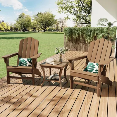 Immagine prodotto di Sedie da giardino Adirondack - Poltrone da esterno con aspetto in legno - Set da 2 - Marrone - Con braccioli - Ergonomiche - Resistenti ai raggi UV - Resistenti agli agenti atmosferici