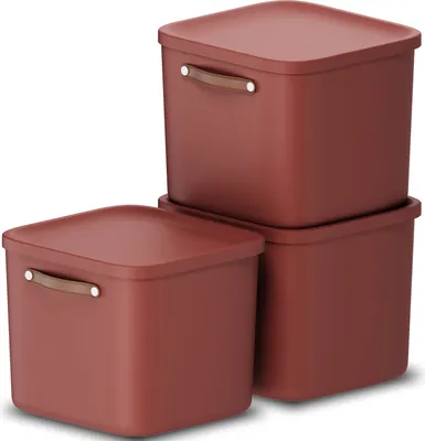 Produktbild von Rotho 3er-Set Aufbewahrungsbox 40L Maloja - Kunststoffbox mit Deckel - Stapelbox 39,5 x 38,0 x 34,0 cm - Plastikbox Ordnungsbox Allzweckkiste
