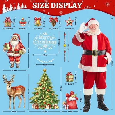 Zdjęcie produktu dla Samoprzylepne naklejki na okna - akwarela - 30 x 90 cm - Wielokrotnego użytku dekoracje świąteczne na okna - dla dzieci